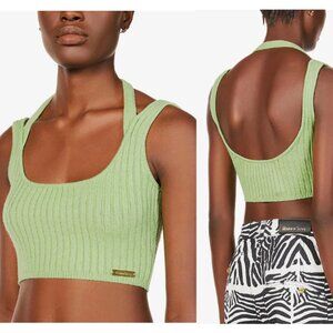 House of Sunny Green Kelly Sport Cropped Knitted Top